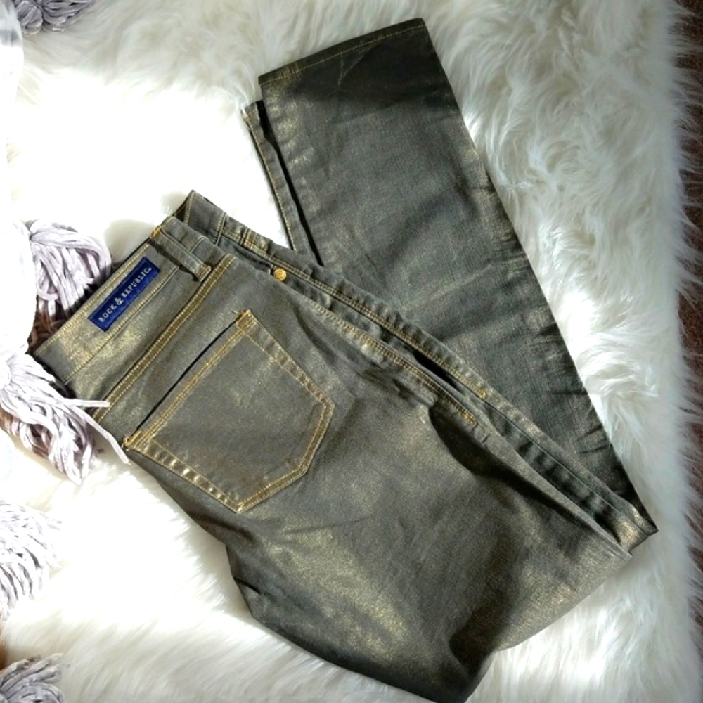 Rock & Republic gold on grey Berlin jeans